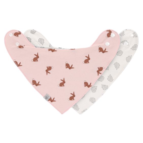 Lässig Bandana Lätzchen 2er Pack Cowl-Neck aus Bio-Baumwolle - Little Forest Rabbit - Rose