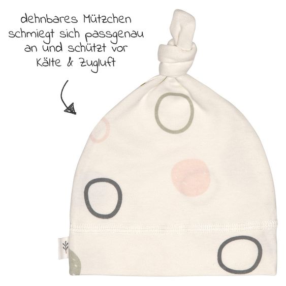 Lässig Beanie-Mütze aus Bio-Baumwolle - Circles Offwhite - Gr. 50/56