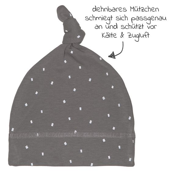 Lässig Beanie-Mütze aus Bio-Baumwolle - Spots Anthracite - Gr. 50/56
