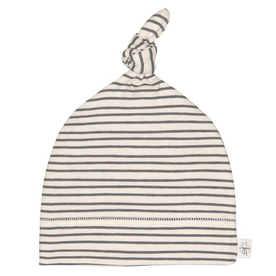 Lässig Beanie-Mütze aus Bio-Baumwolle - Striped Grey Anthracite - Gr. 50/56