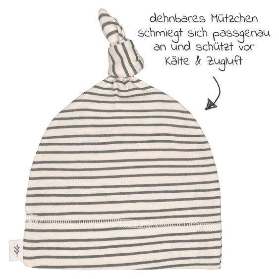 Lässig Beanie-Mütze aus Bio-Baumwolle - Striped Grey Anthracite - Gr. 50/56