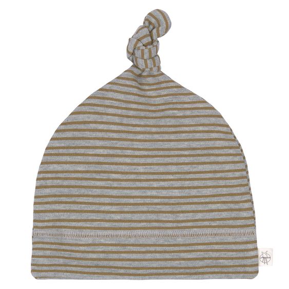 Lässig Beanie-Mütze aus Bio-Baumwolle - Striped Grey Mélange - Gr. 50/56