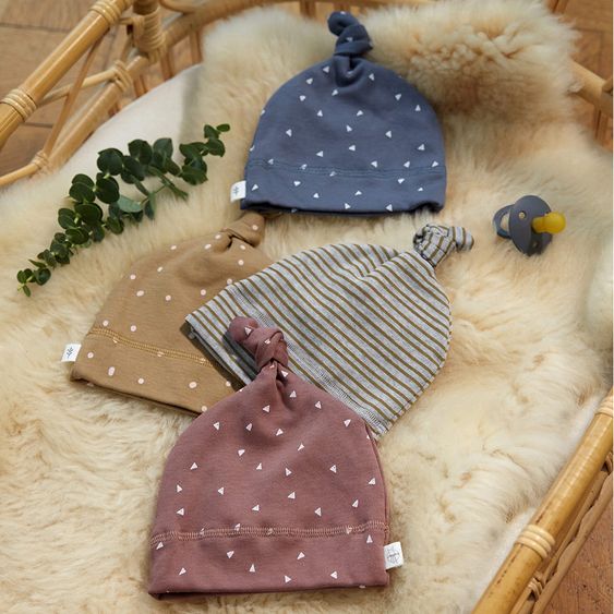 Lässig Beanie-Mütze aus Bio-Baumwolle - Striped Grey Mélange - Gr. 50/56
