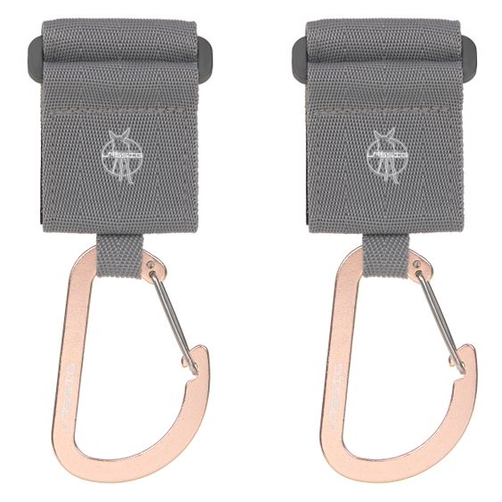 Lässig Fastening Straps 2 Pack Stroller Hooks for Diaper Bag - Grey