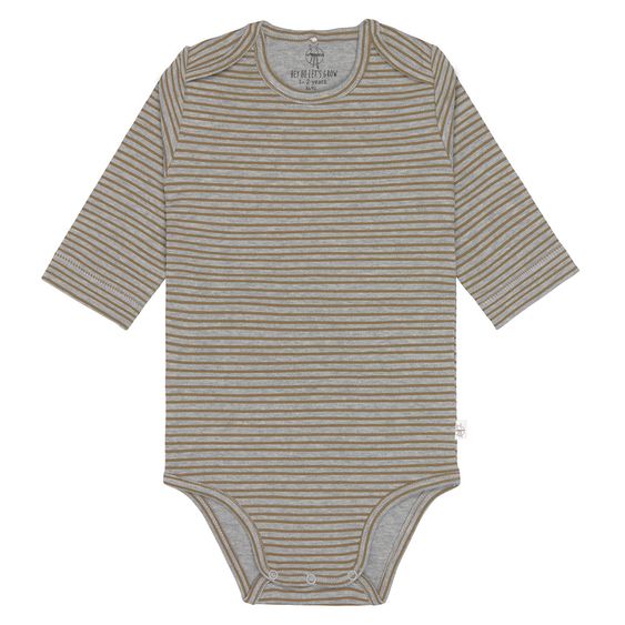 Lässig Body Langarm aus Bio-Baumwolle - Striped Grey Mélange - Gr. 74/80