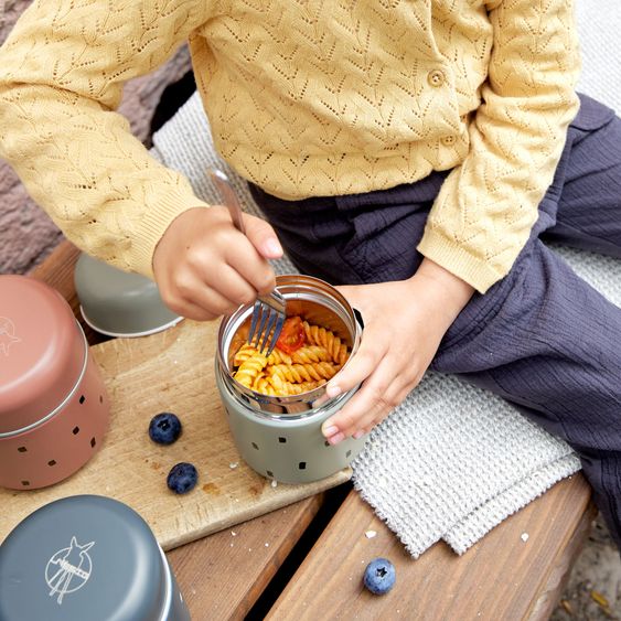 Lässig Stainless steel container Food Jar - Happy Prints - Caramel