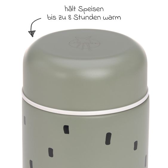 Lässig Stainless steel container Food Jar - Happy Prints - Light Olive