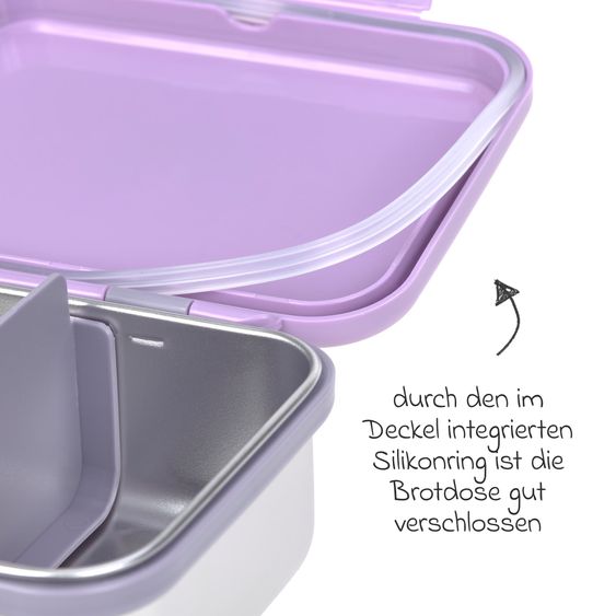 Lässig Stainless Steel Lunchbox Lunchbox - Little Gang Heart - Lilac