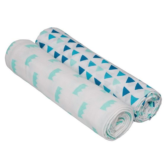 Lässig Einschlag- & Mulltuch 2er Pack 120 x 120 cm - Kings & Queens Blau
