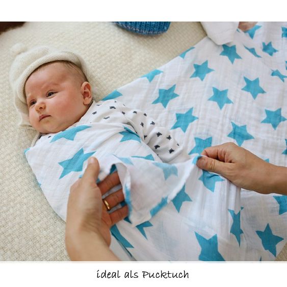 Lässig Einschlag- & Mulltuch 2er Pack 120 x 120 cm - Stars & Stripes Blau