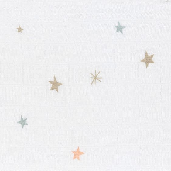 Lässig Einschlag- & Mulltuch 2er Pack Heavenly Soft - Bambus 120 x 120 cm - Stars & Moon - Gold