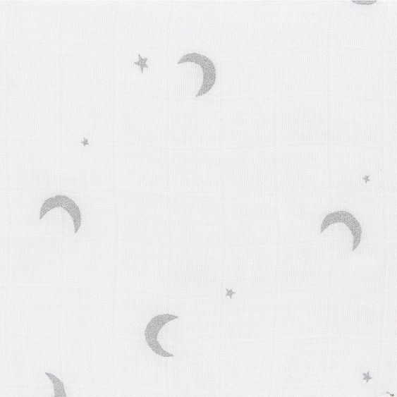 Lässig Einschlag- & Mulltuch 2er Pack Heavenly Soft - Bambus 120 x 120 cm - Stars & Moon - Silver