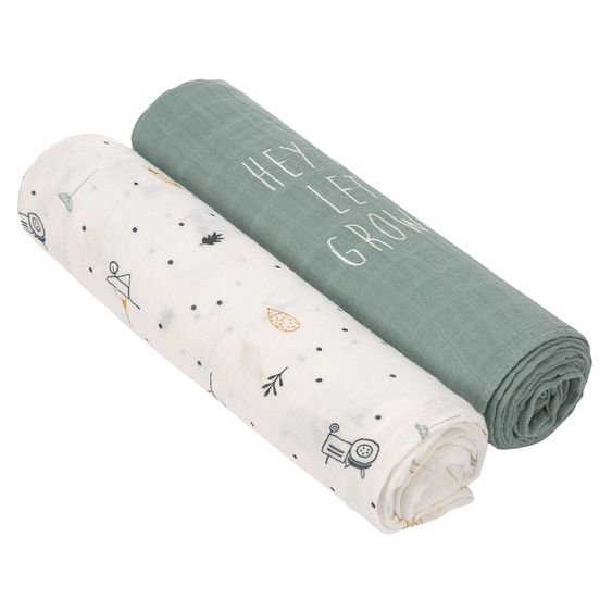 Lässig Einschlag- & Mulltuch 2er Pack Heavenly Soft Swaddle XL - Bambus 120 x 120 cm - Garden Explorer Boys