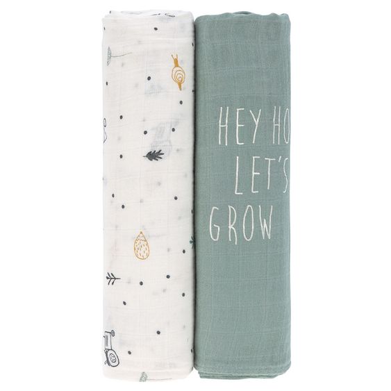 Lässig Einschlag- & Mulltuch 2er Pack Heavenly Soft Swaddle XL - Bambus 120 x 120 cm - Garden Explorer Boys