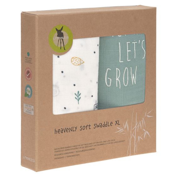 Lässig Einschlag- & Mulltuch 2er Pack Heavenly Soft Swaddle XL - Bambus 120 x 120 cm - Garden Explorer Boys
