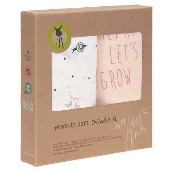 Lässig Einschlag- & Mulltuch 2er Pack Heavenly Soft Swaddle XL - Bambus 120 x 120 cm - Garden Explorer Girls