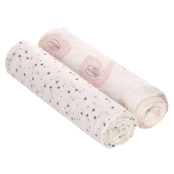 Lässig Einschlag- & Mulltuch 2er Pack Heavenly Soft Swaddle XL - Bambus 120 x 120 cm - Little Water Swan