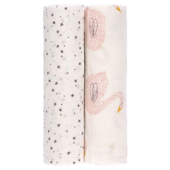 Lässig Einschlag- & Mulltuch 2er Pack Heavenly Soft Swaddle XL - Bambus 120 x 120 cm - Little Water Swan
