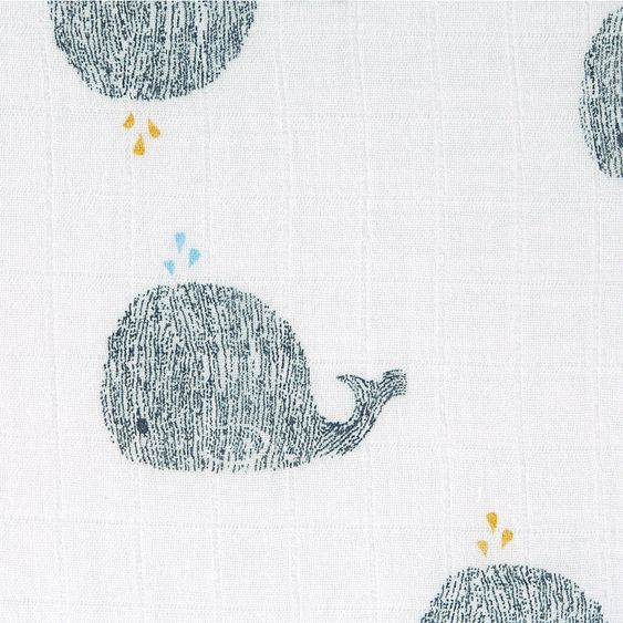 Lässig Einschlag- & Mulltuch 2er Pack Heavenly Soft Swaddle XL - Bambus 120 x 120 cm - Little Water Whale