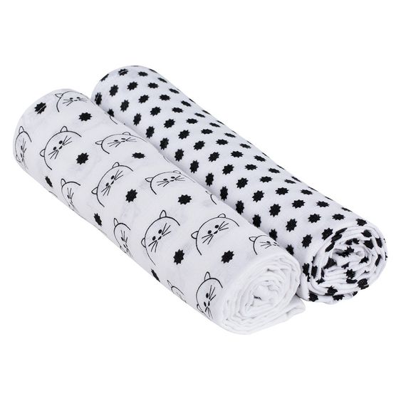 Lässig Einschlag- & Mulltuch 2er Pack Swaddle & Burp Blanket XL 120 x 120 cm - Little Chums Cat