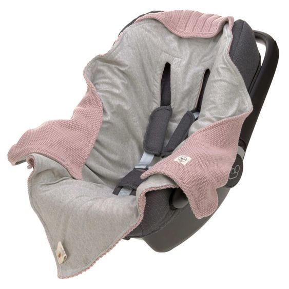Lässig Blanket for baby car seat Knitted Blanket organic cotton 78 x 78 cm - Dusky Pink