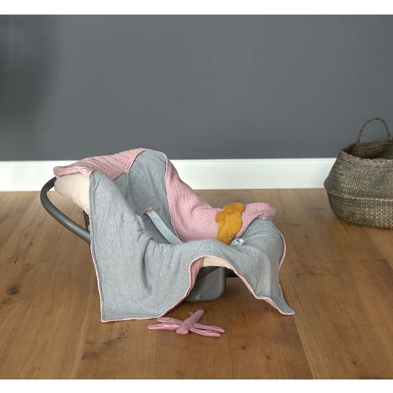 Lässig Blanket for baby car seat Knitted Blanket organic cotton 78 x 78 cm - Dusky Pink