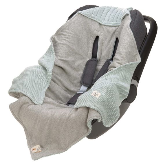 Lässig Blanket for baby car seat Knitted Blanket organic cotton 78 x 78 cm - Light Mint