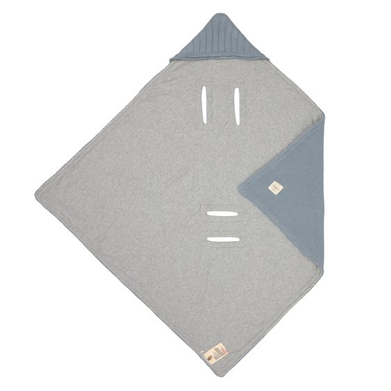 Lässig Wrap blanket for infant car seat Knitted Blanket made from organic cotton 78 x 78 cm - Light Blue