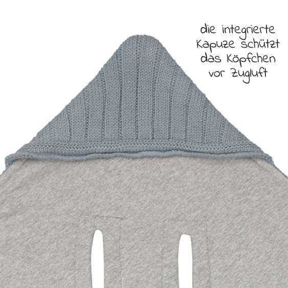 Lässig Wrap blanket for infant car seat Knitted Blanket made from organic cotton 78 x 78 cm - Light Blue