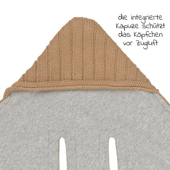 Lässig Einschlagdecke für Babyschale Knitted Blanket aus Bio-Baumwolle 78 x 78 cm - Sand