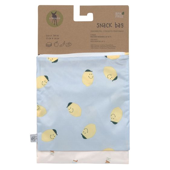 Lässig Frühstücksbeutel 2er Pack Snack Bag - Happy Fruits - Lemon