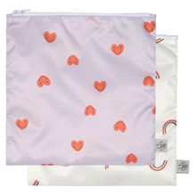 Breakfast Bag 2-Pack Snack Bag - Happy Rascals Heart - Lavender