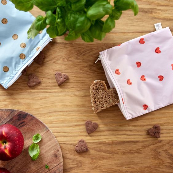 Lässig Frühstücksbeutel 2er Pack Snack Bag - Happy Rascals Heart - Lavender