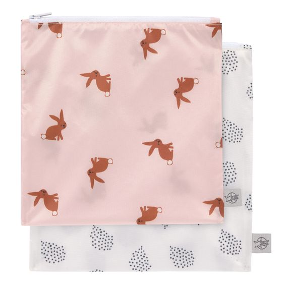 Lässig Frühstücksbeutel 2er Pack Snack Bag - Little Forest Rabbit - Rose