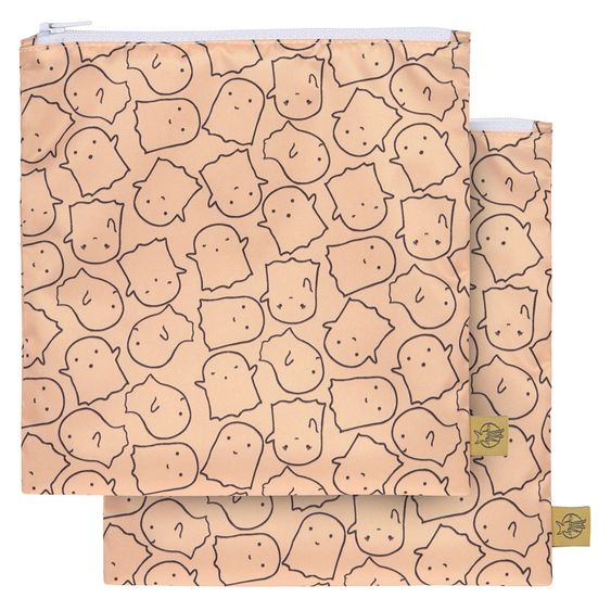 Lässig Frühstücksbeutel 2er Pack Snack Bag - Little Spookies - Peach