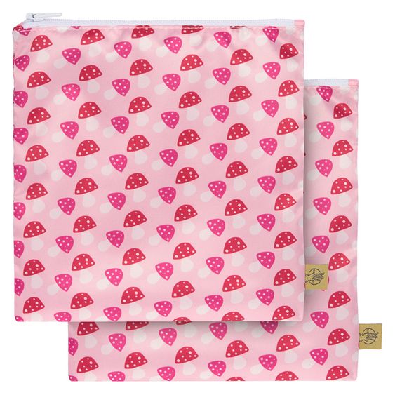 Lässig Frühstücksbeutel 2er Pack Snack Bag - Mushroom Magenta