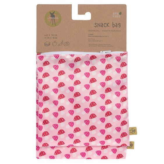 Lässig Frühstücksbeutel 2er Pack Snack Bag - Mushroom Magenta