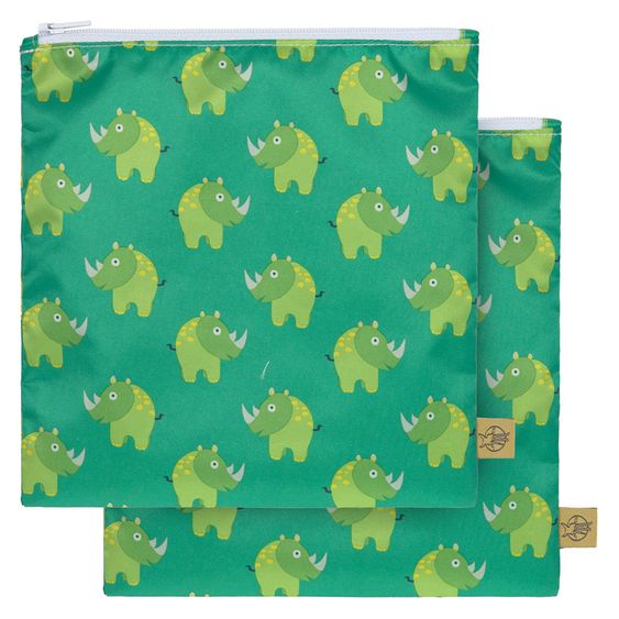 Lässig Frühstücksbeutel 2er Pack Snack Bag - Wildlife Rhino