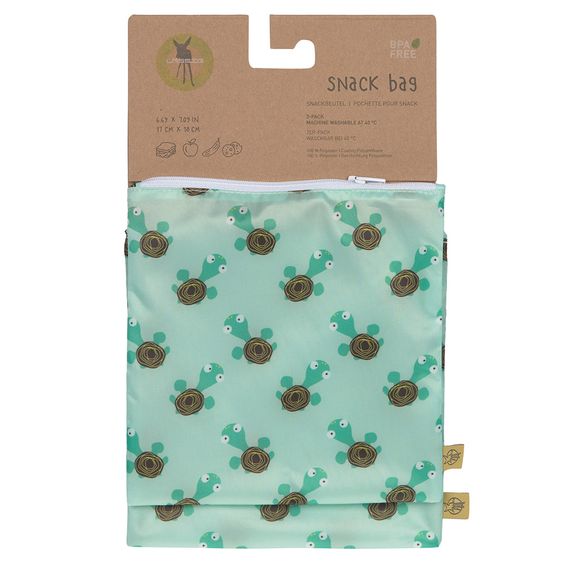 Lässig Frühstücksbeutel 2er Pack Snack Bag - Wildlife Turtle