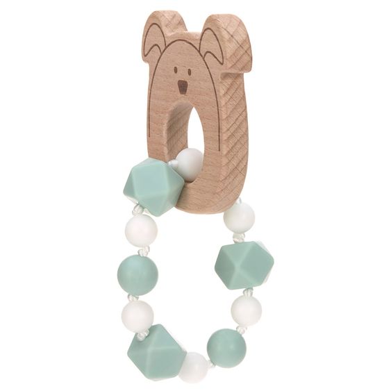 Lässig Greif- & Beißring aus Holz mit Silikonkette - Little Chums Dog