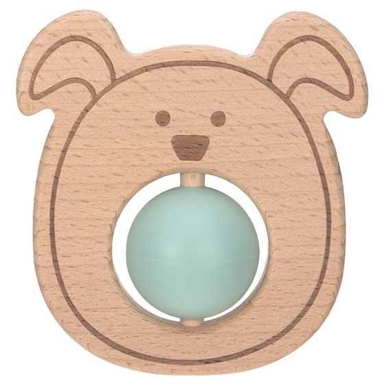 Lässig Greif- & Beißring aus Holz mit Silikonkugel - Little Chums Dog