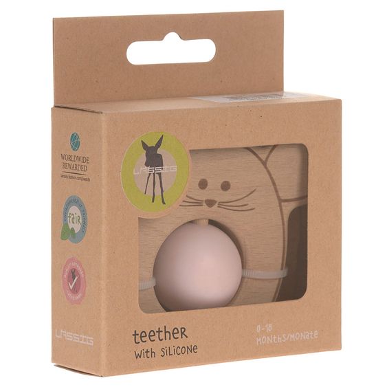 Lässig Greif- & Beißring aus Holz mit Silikonkugel - Little Chums Mouse