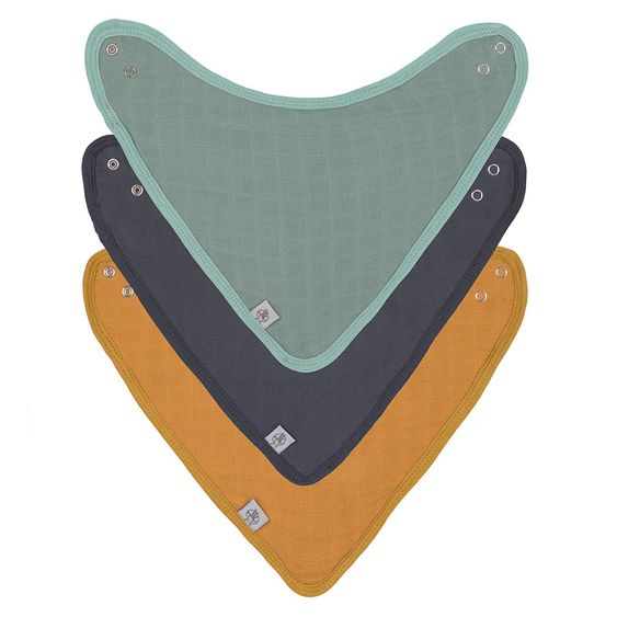 Lässig Halstuch 3er Pack Muslin Bandana - Green