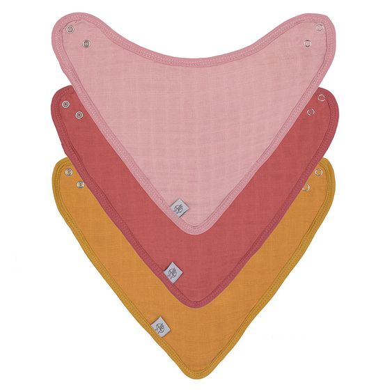 Lässig Halstuch 3er Pack Muslin Bandana - Rose