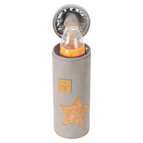 Lässig Isoliertasche Casual Bottle Holder Single - Cork Star - Light Grey