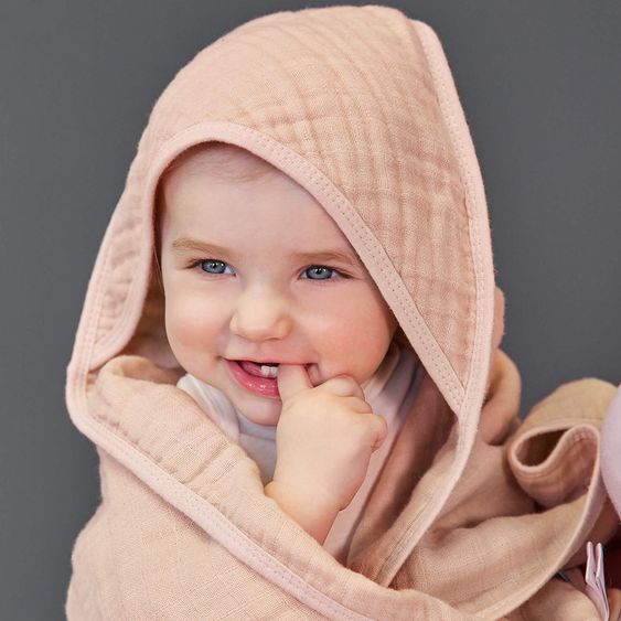 Lässig Kapuzenbadetuch Muslin 90 x 90 cm - Light Pink