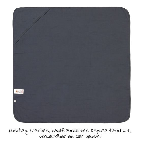 Lässig Kapuzenhandtuch Muslin 90 x 90 cm - Navy