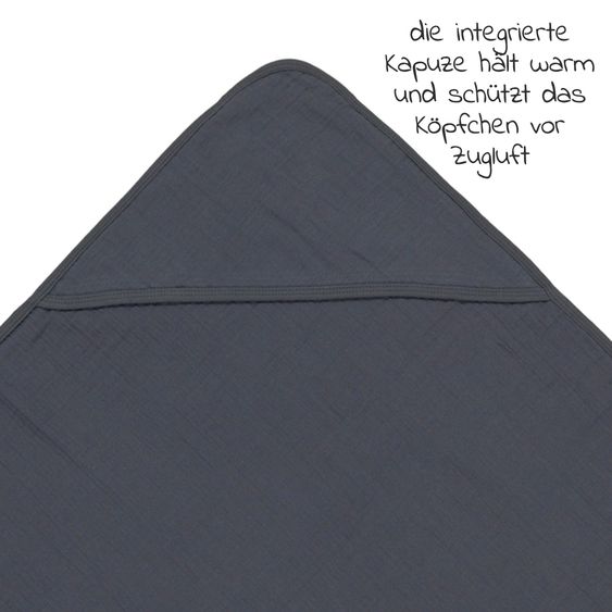 Lässig Kapuzenhandtuch Muslin 90 x 90 cm - Navy