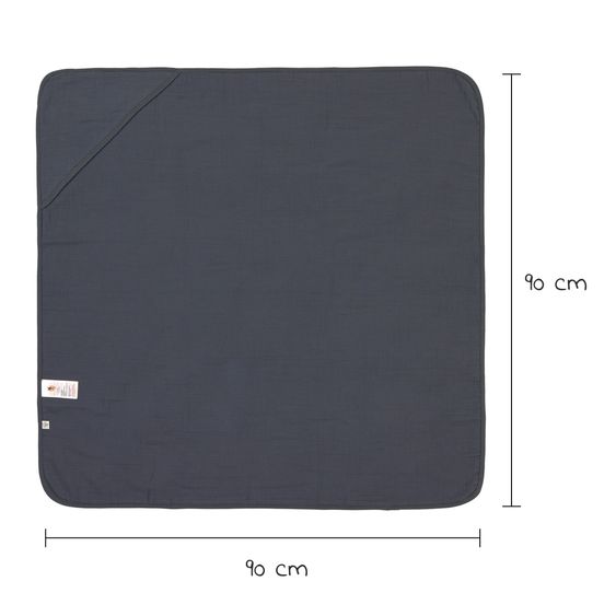 Lässig Kapuzenhandtuch Muslin 90 x 90 cm - Navy