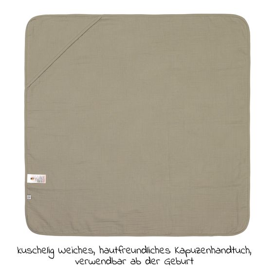 Lässig Kapuzenhandtuch Muslin 90 x 90 cm - Olive